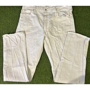 Polo Ralph Lauren Jeans Mens 42x36 White Denim Hampton Straight Distressed